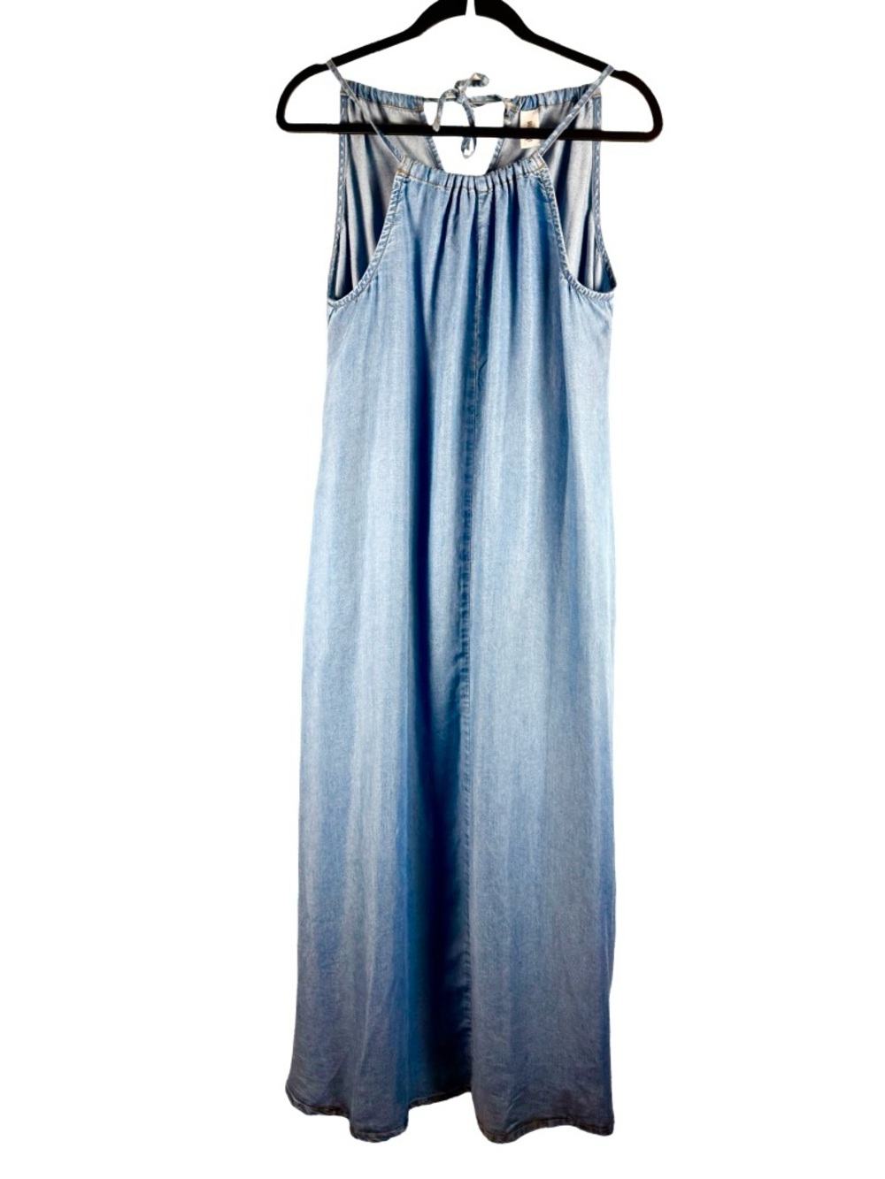 H&M Lyocell Halter Maxi Dress – Light Blue Denim Wash Size S - Picture 8 of 11